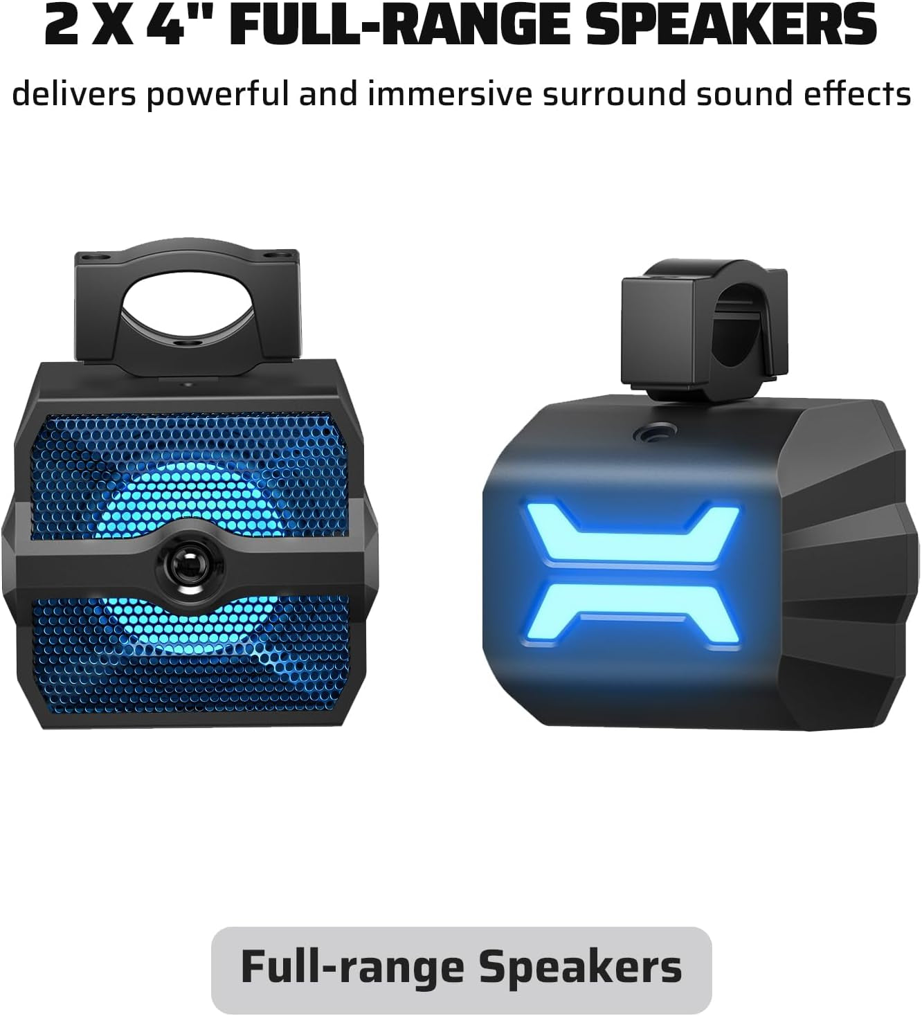 2.1CH Stereo UTV Sound Bar (Subwoofer) and Speakers, 16 Inch Bluetooth ATV Soundbar with RGB Lights, Waterproof Golf Cart Speakers, Marine Sound Bar Compatible with SXS Polaris RZR Can-Am