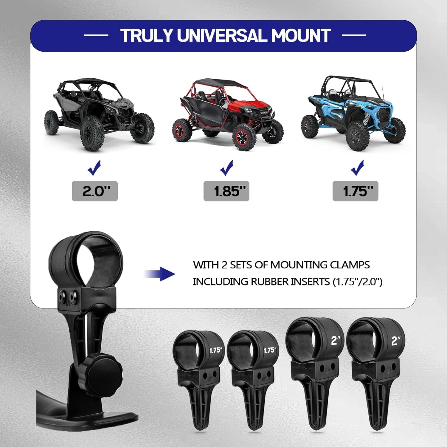 16.5" Ultra View UTV Rearview Mirrors with 1.75-2.0" Clamps Compatible with Polaris RZR 800 900 1000 Turbo, Can Am Maverick, Honda Pioneer Talon, Kawasaki SXS UTV Race Mirror & 1 PCS Belt Bypass