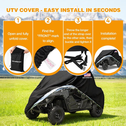 UTV Covers Heavy Duty, 300D UTV Cover 2-3 Seater All-Weather Protection, Side by Side Cover Waterproof Outdoor Compatible with Honda Pioneer Polaris Ranger 114"X 65"X 73" (American Flag)