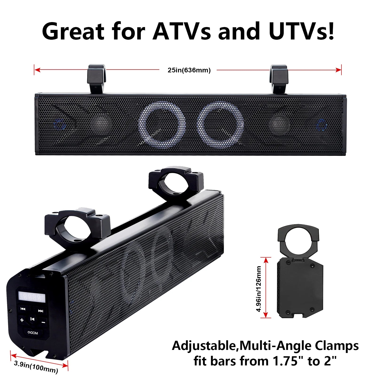 UTV Sound Bar,25 Inch ATV Soundbar Music Sync Sxs Sound Bar for Golf Cart Atv Car