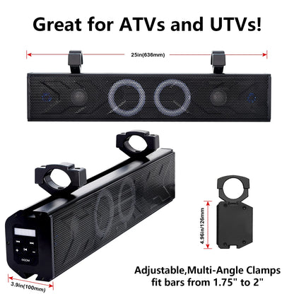 UTV Sound Bar,25 Inch ATV Soundbar Music Sync Sxs Sound Bar for Golf Cart Atv Car