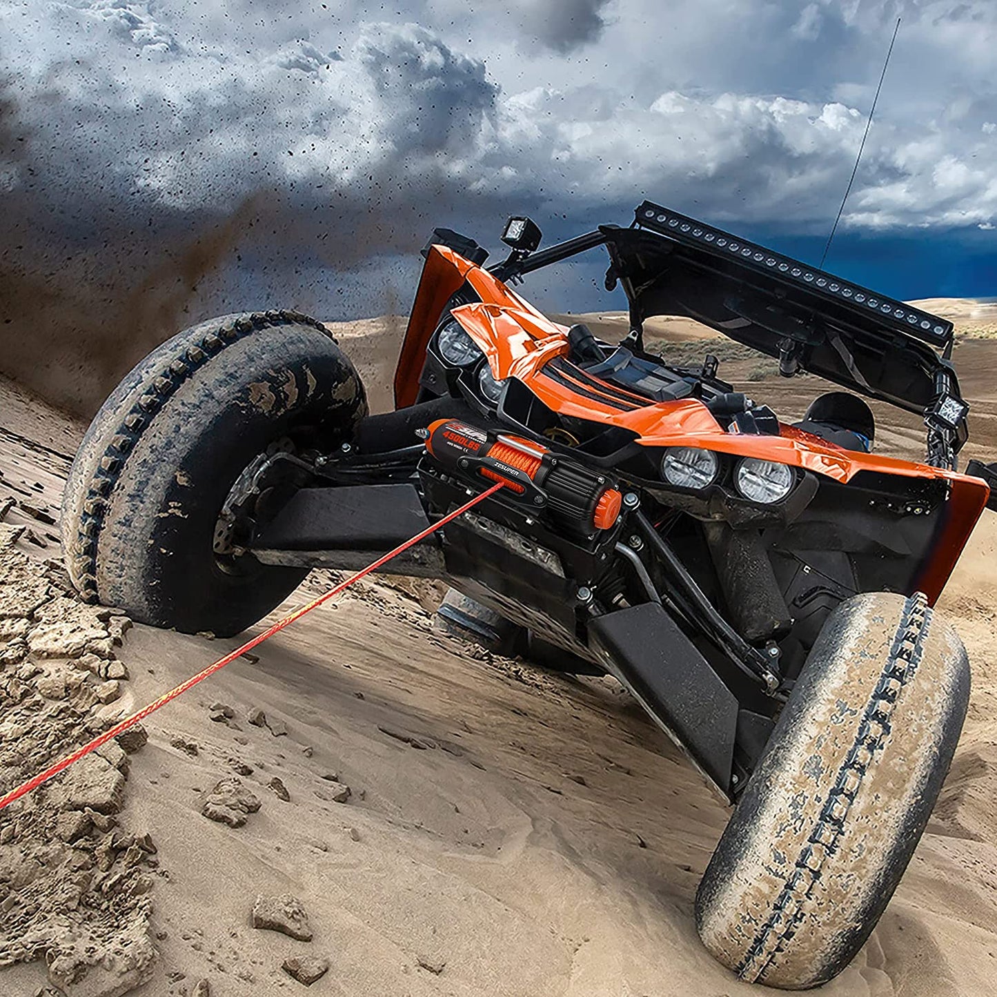 4500 Lb Winch Waterproof IP67 Electric Winch with Wireless Remote Synthetic Winch Rope Hawse Fairlead Handheld Remote ATV UTV Winches 12V Portable Power Winch