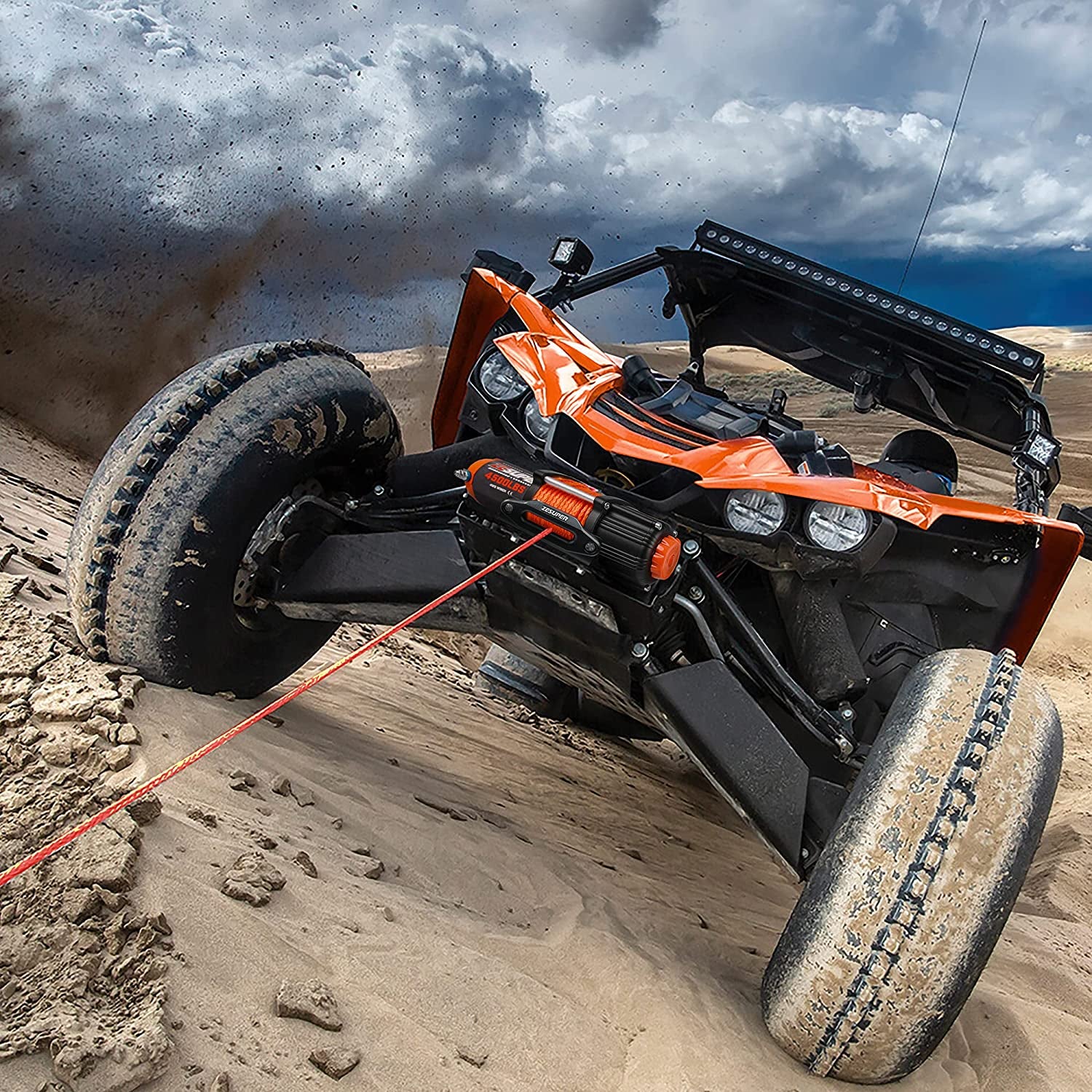 4500 Lb Winch Waterproof IP67 Electric Winch with Wireless Remote Synthetic Winch Rope Hawse Fairlead Handheld Remote ATV UTV Winches 12V Portable Power Winch