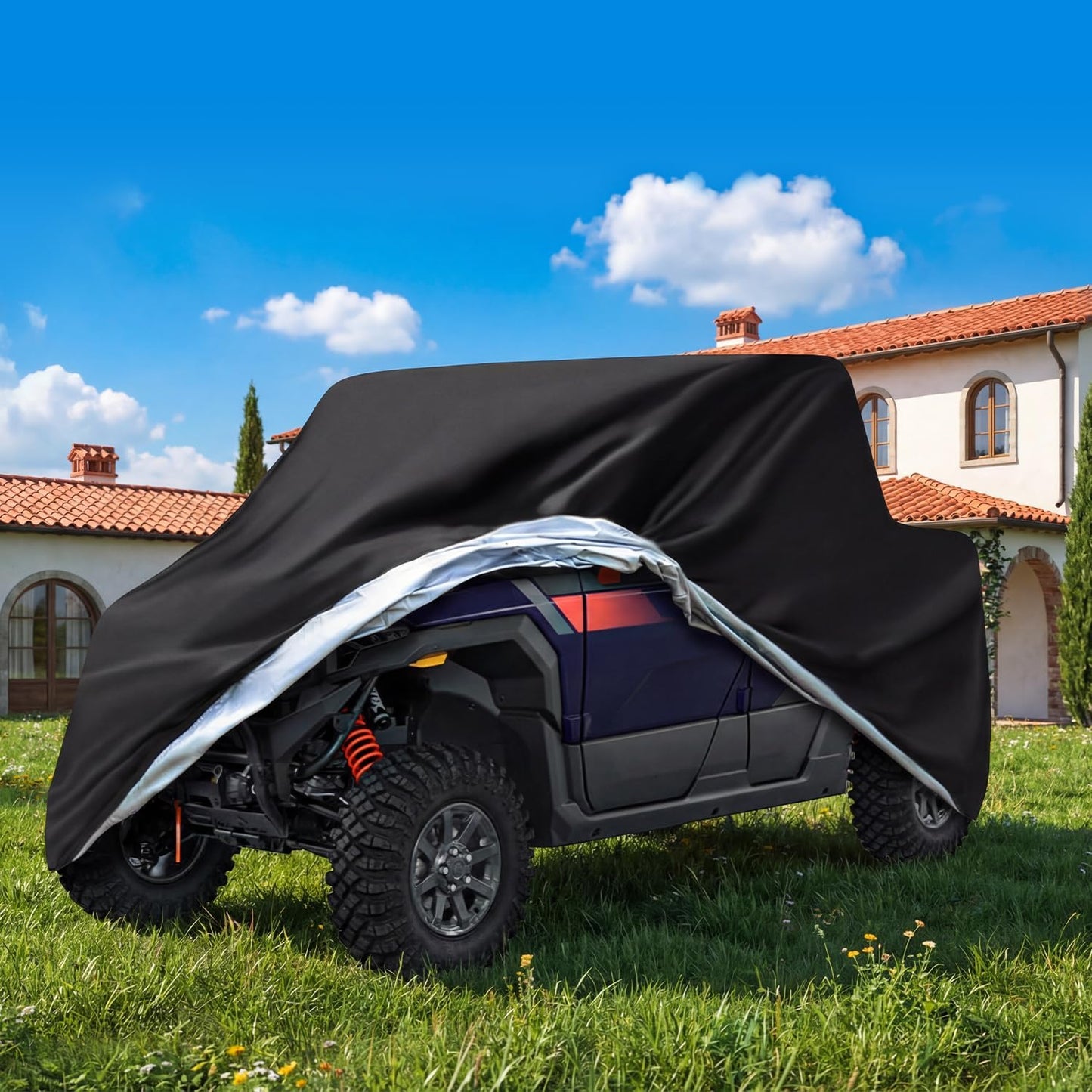 UTV Covers Heavy Duty, 300D UTV Cover 4-6 Seater All-Weather Protection, Side by Side Cover Waterproof Outdoor Storage Windproof Compatible with Polaris Ranger Can Am Yamaha 157"X 67"X 77"