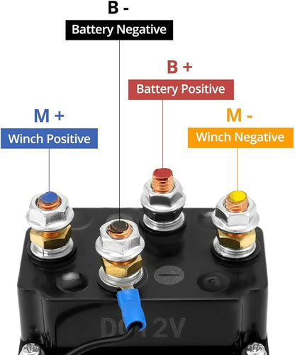Solenoid Relay, 12V 250A Winch Relay Solenoid Replacement Contactor for 3000-5000Lbs ATV UT Winch Control