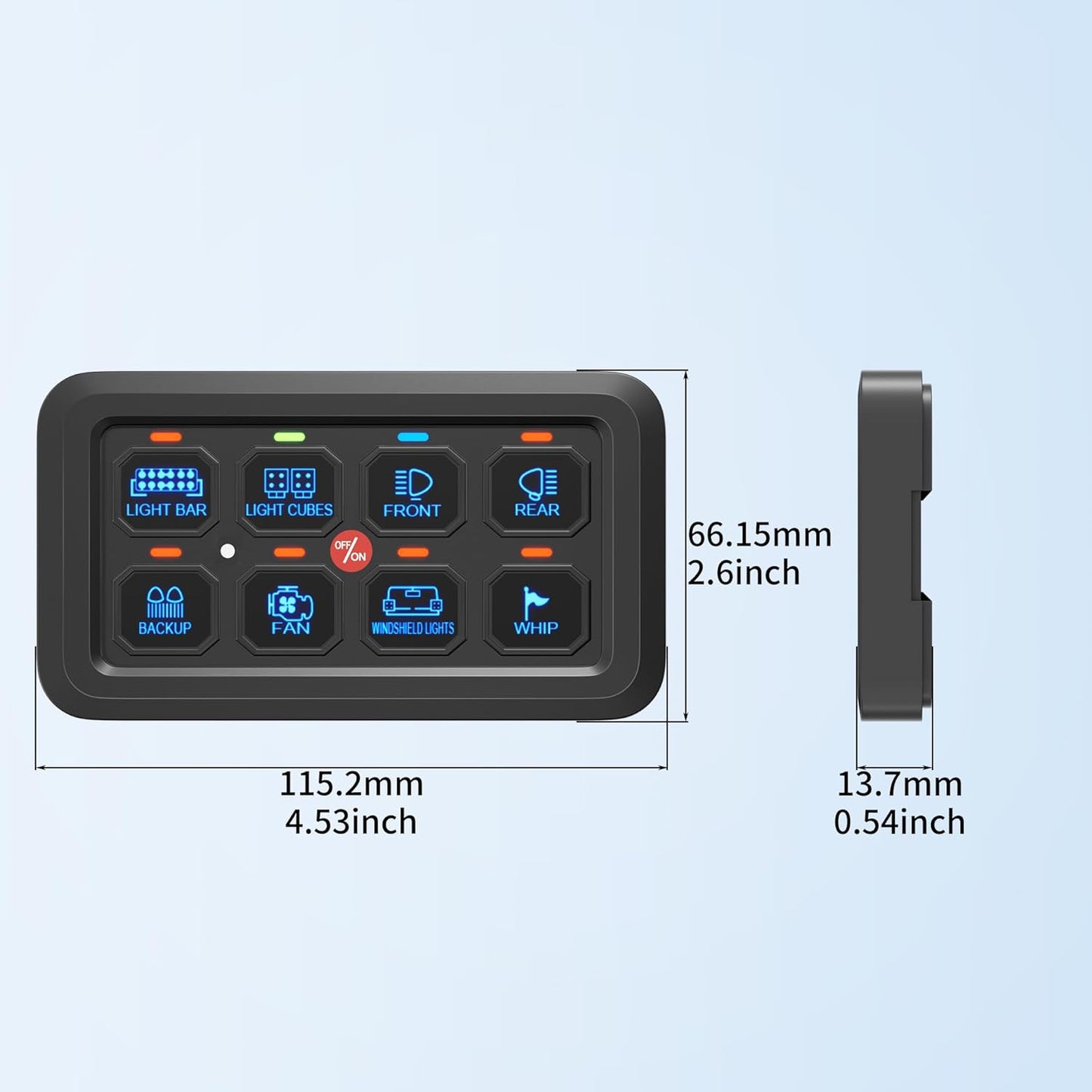 RGB LED 8 Gang Switch Panel - Multi-Function Toggle & Touch Control for Car, ATV, UTV, Boat & Marine - Dimmable & Versatile!
