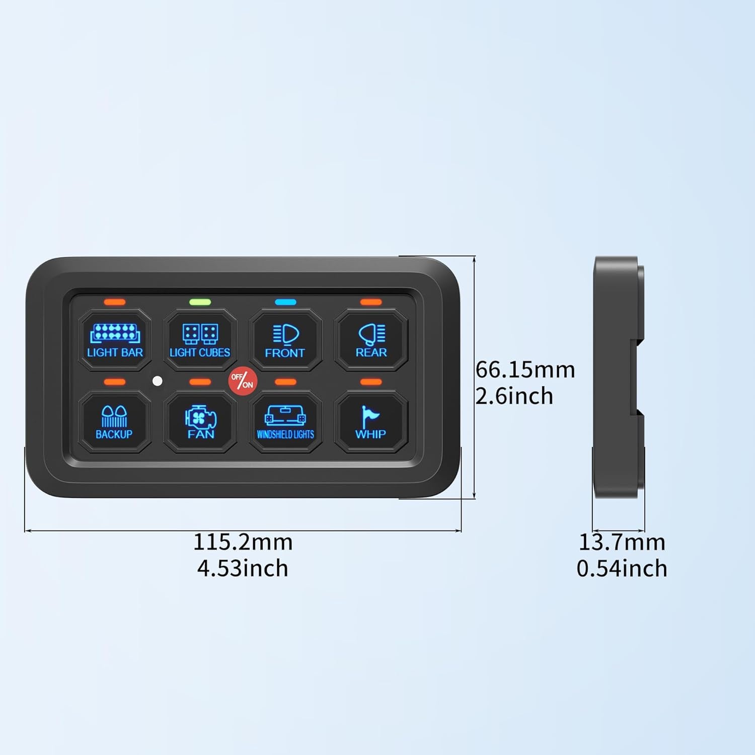 RGB LED 8 Gang Switch Panel - Multi-Function Toggle & Touch Control for Car, ATV, UTV, Boat & Marine - Dimmable & Versatile!