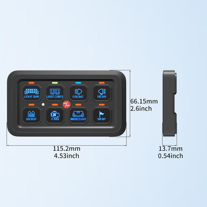 RGB LED 8 Gang Switch Panel - Multi-Function Toggle & Touch Control for Car, ATV, UTV, Boat & Marine - Dimmable & Versatile!