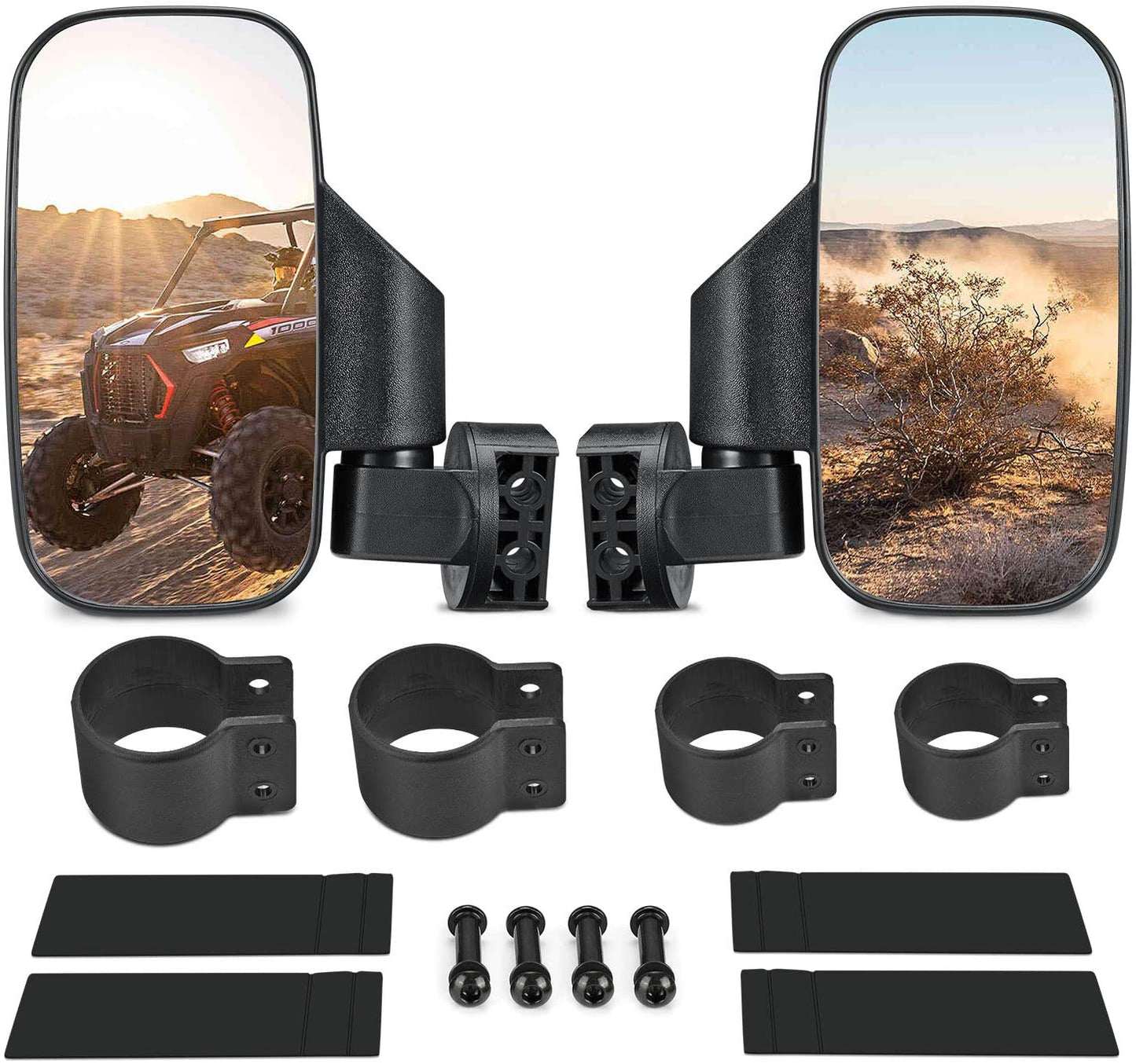 UTV Side Mirrors with 1.75" -2" Roll Bar Cage, UTV Mirrors 360 Degree Adjustable RZR Mirror Compatible with Polaris RZR Kawasaki Teryx Mule Pioneer Yamaha Rhino YXZ
