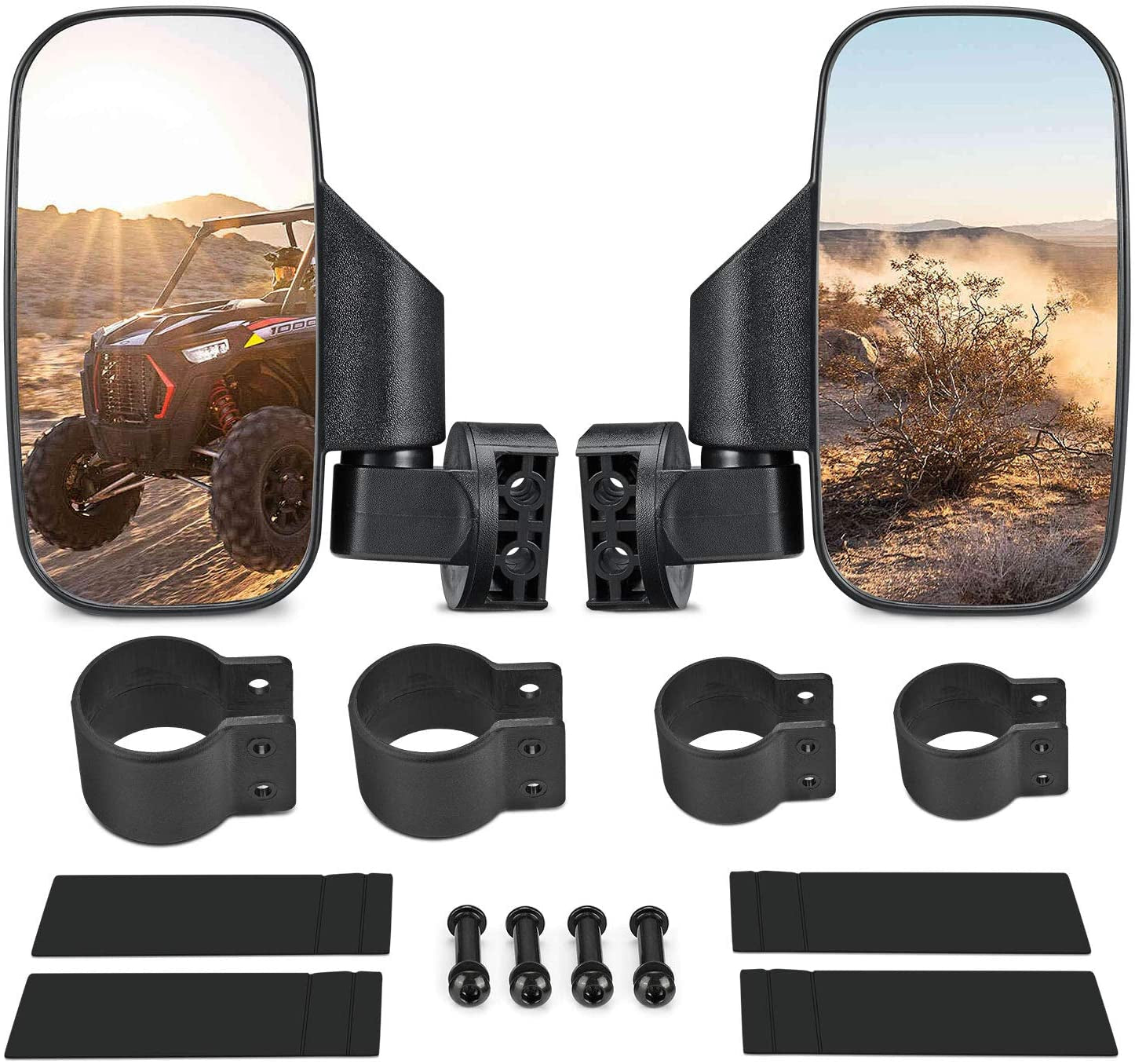 UTV Side Mirrors with 1.75" -2" Roll Bar Cage, UTV Mirrors 360 Degree Adjustable RZR Mirror Compatible with Polaris RZR Kawasaki Teryx Mule Pioneer Yamaha Rhino YXZ