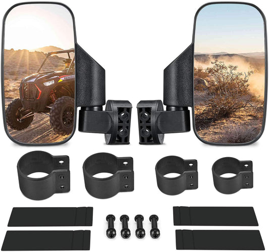 UTV Side Mirrors with 1.75" -2" Roll Bar Cage, UTV Mirrors 360 Degree Adjustable RZR Mirror Compatible with Polaris RZR Kawasaki Teryx Mule Pioneer Yamaha Rhino YXZ