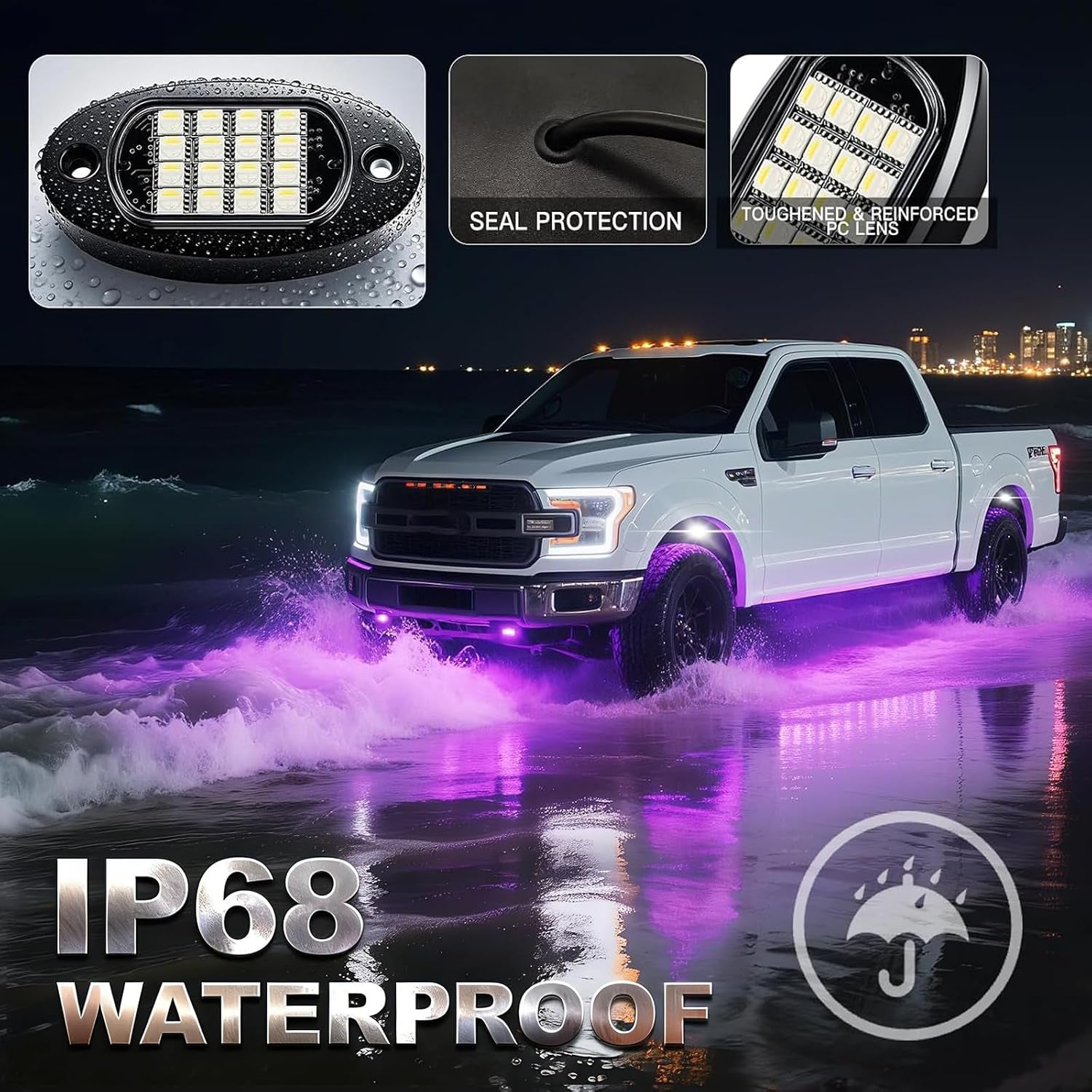 Ultimate 6 Pods RGBW LED Rock Lights Kit - 6500K Pure White & Vibrant RGB Underglow for UTVs, Golf Carts, ATVs, RZRs, SXS, and Trucks - Smart App/RF Remote, Music Sync, Waterproof Neon Underbody, 12V