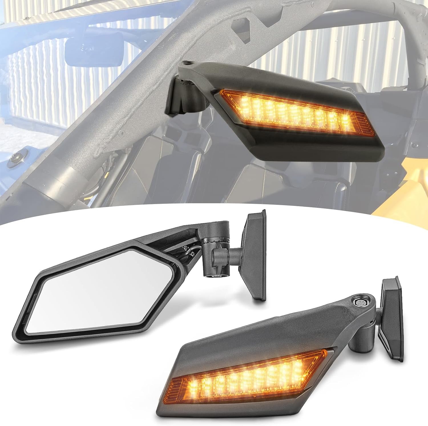 Side Rear View Mirrors with LED Turn Signal Lights Compatible with Can Am Maverick X3 XDS XRS Max R Turbo 2017-2026