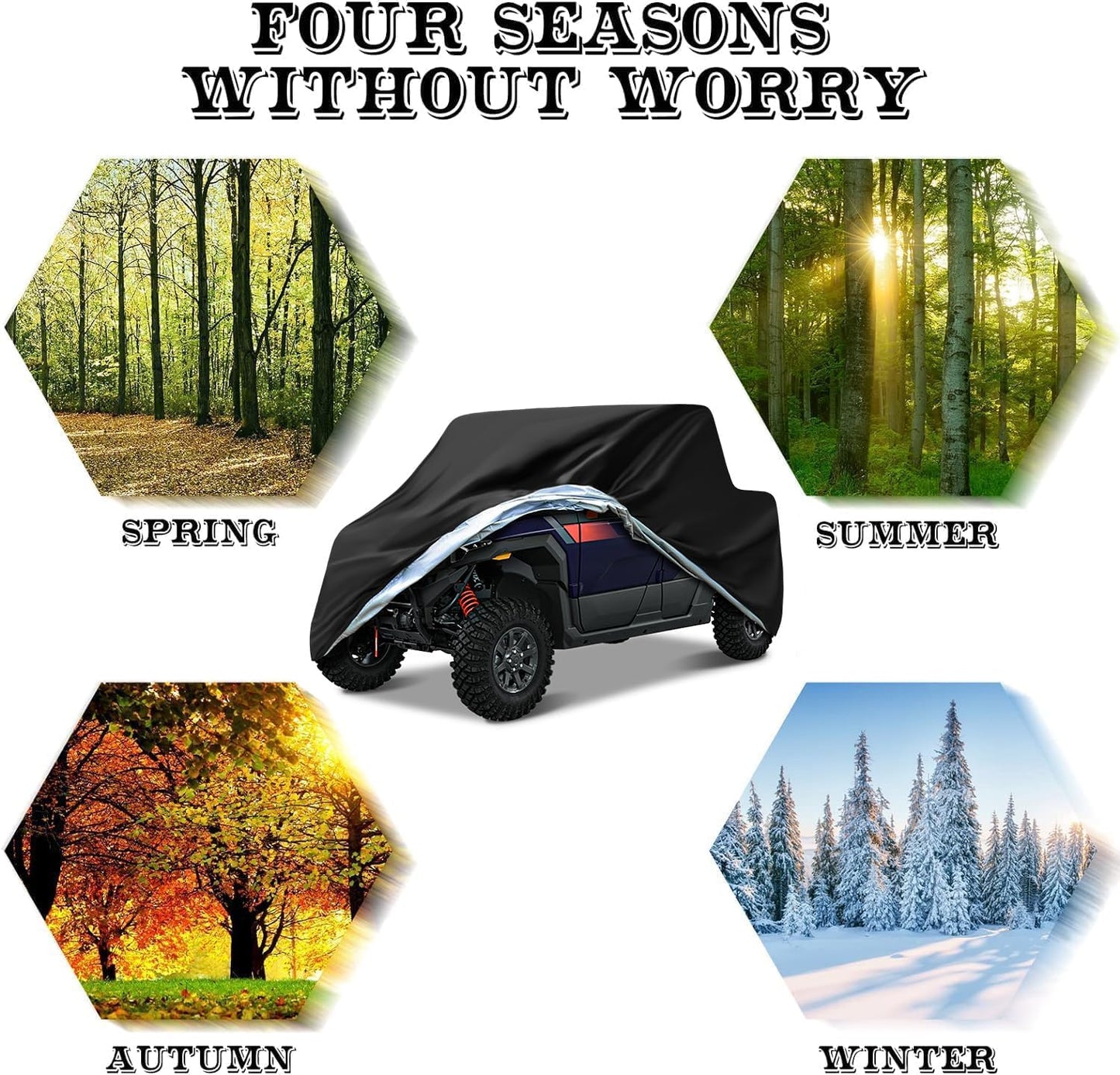 UTV Covers Heavy Duty, 300D UTV Cover 4-6 Seater All-Weather Protection, Side by Side Cover Waterproof Outdoor Storage Windproof Compatible with Polaris Ranger Can Am Yamaha 157"X 67"X 77"