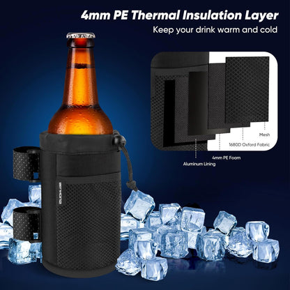 Scooter Cup Holder for 8-32Oz Bottles, Wheelchair Walker Water Bottle Holder for UTV Roll Bar Bike E-Bike Golf Cart and Boat, Drink Holder with Net Pockets and Hook and Loop Straps