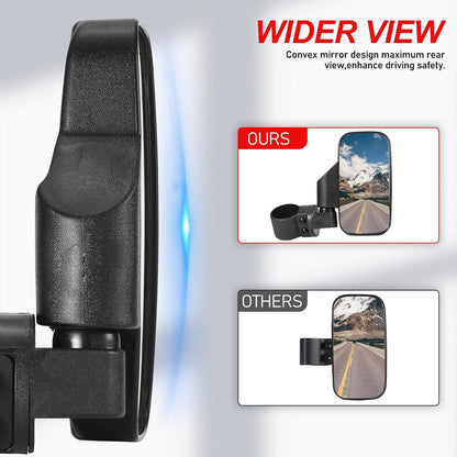 UTV Side Mirrors and UTV Center Mirror for 1.6" to 2" Roll Bar, Adjustable Break Away Compatible with Polaris RZR 900 1000 Can Am Mule Rhino Yamaha YXZ CFMOTO Zforce