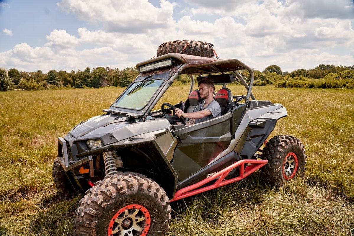 Basb27V2 27" 500W Amplified Weatherproof Bluetooth Soundbar for Utv/Atv/Sxs/Golf Cart, 8-Speakers, RGB LED Lights, Remote Control, Preset Equalizer, Fits 1.5" - 2" Roll Bars