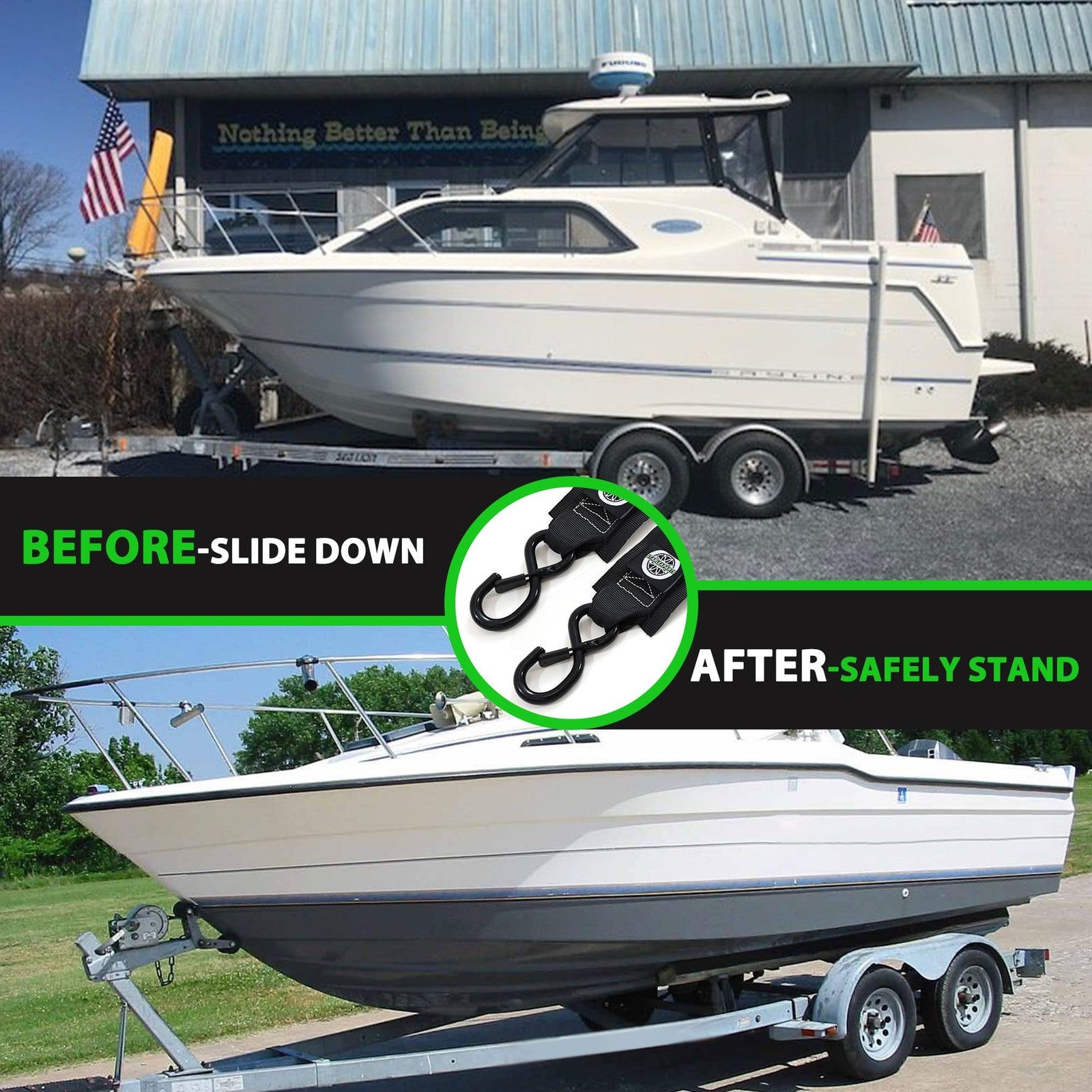 Transom Tie down Kits (2PK) -2" X 48" Boat Transom Straps - 1,200Lb Break Str...