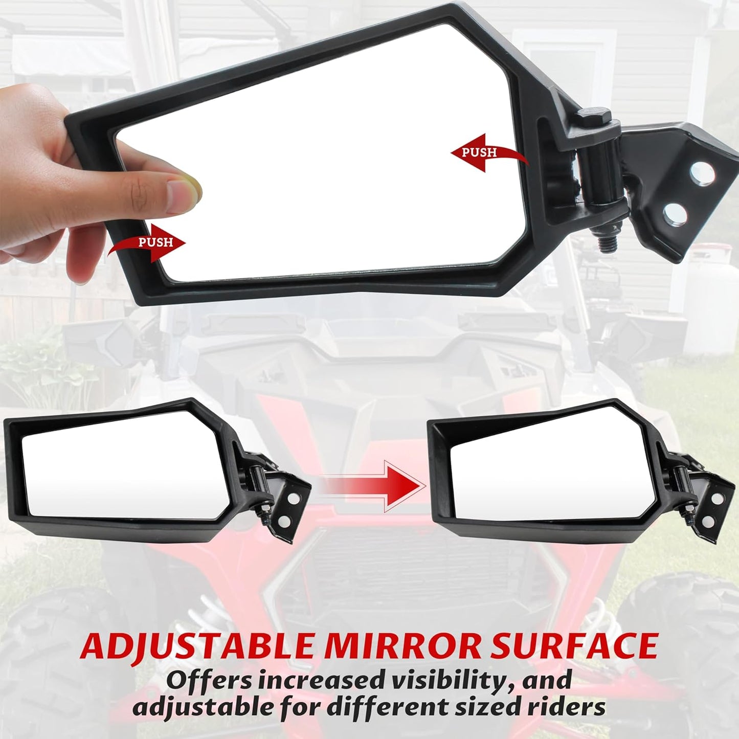 Adjustable Rearview Side Mirrors for Polaris RZR XP 1000 14-23, Folding Clear Rear View Side Mirrors for Polaris RZR XP XP4 1000 Turbo S 1000 900 2014-2023 Accessories(2Pcs, Replace #2881198)