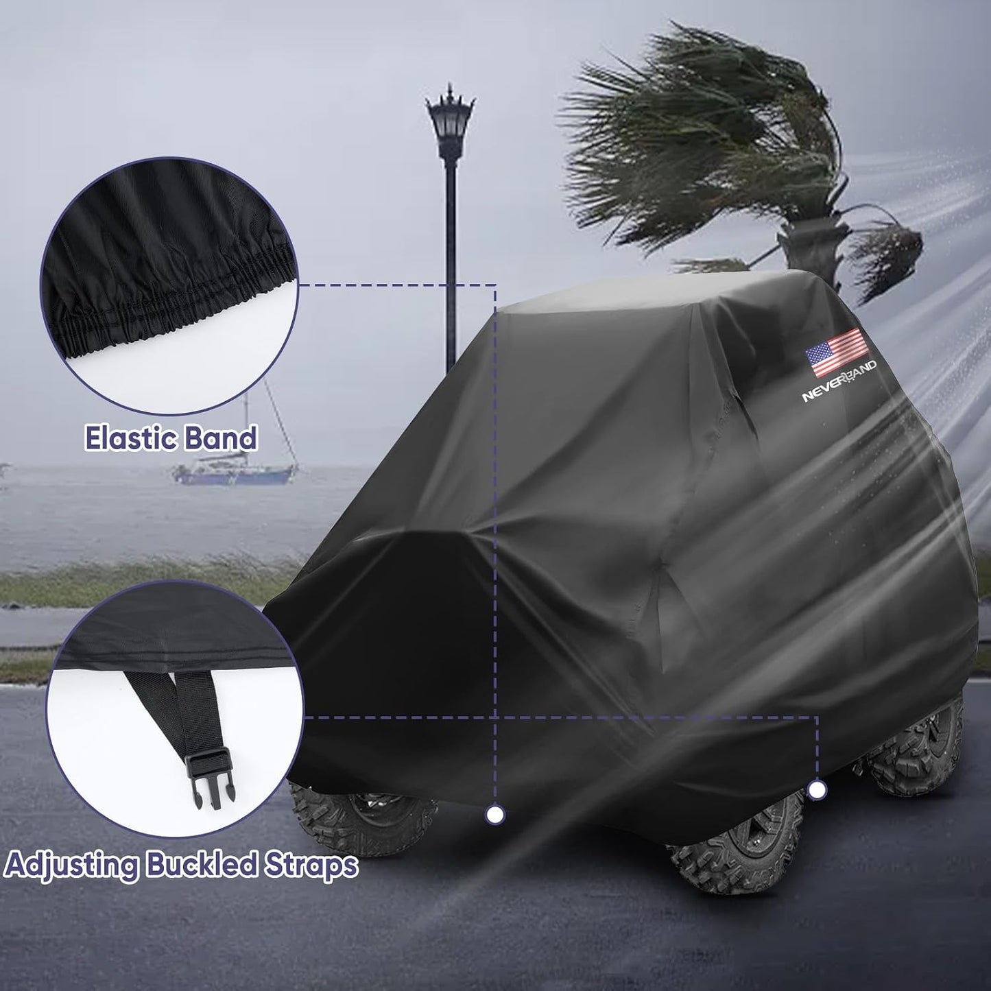 UTV Covers Heavy Duty, 300D UTV Cover 2-3 Seater All-Weather Protection, Side by Side Cover Waterproof Outdoor Compatible with Honda Pioneer Polaris Ranger 114"X 65"X 73" (American Flag)