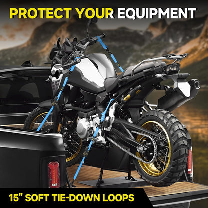 4Pcs Ratchet Tie down Straps Kit for 2400Lb Break Strength | 1” X 16FT Tie down Straps with Soft Loop Tie-Downs & Safety S Hook - Cargo Strap Tie down for Trucks, Motorcycle, Moving, Appliances - Blue