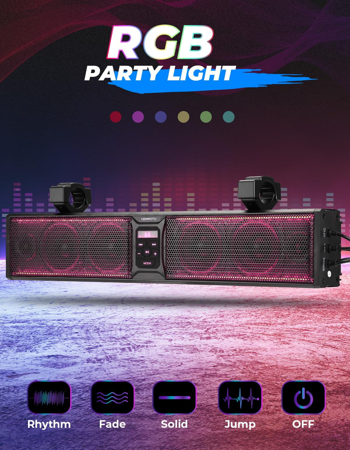 26'' RGB Bluetooth Sound Bar for ATV/UTV - Premium Vehicle Speakers