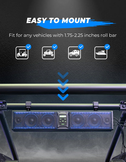 26'' RGB Bluetooth Sound Bar for ATV/UTV - Premium Vehicle Speakers