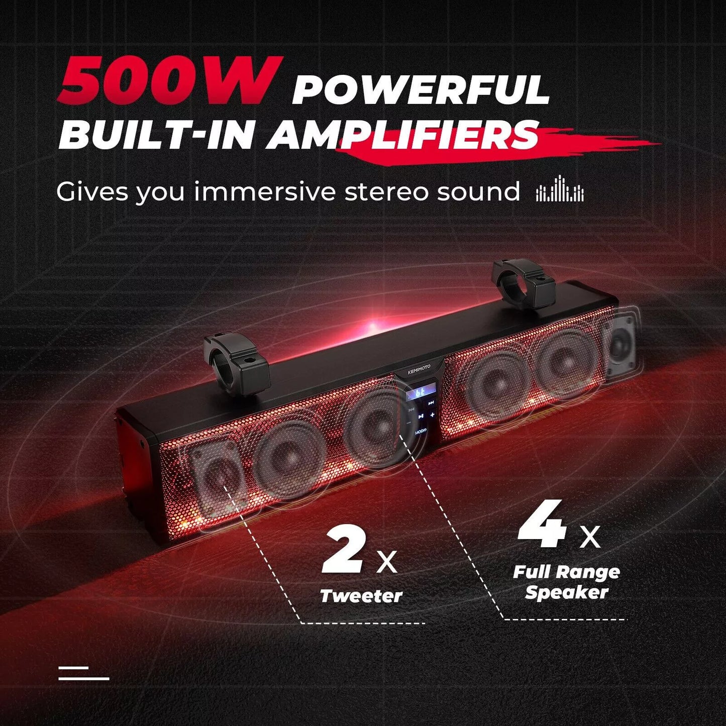 26'' RGB Bluetooth Sound Bar for ATV/UTV - Premium Vehicle Speakers
