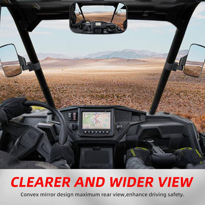 UTV Side Mirrors and UTV Center Mirror for 1.6" to 2" Roll Bar, Adjustable Break Away Compatible with Polaris RZR 900 1000 Can Am Mule Rhino Yamaha YXZ CFMOTO Zforce