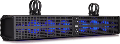 32" Powered ATV/UTV Soundbar System, 200W Bluetooth Speakers with Built-In Amplifier, Waterproof and Weatherproof, Wireless BT Streaming and Auxiliary Input, LED Lights