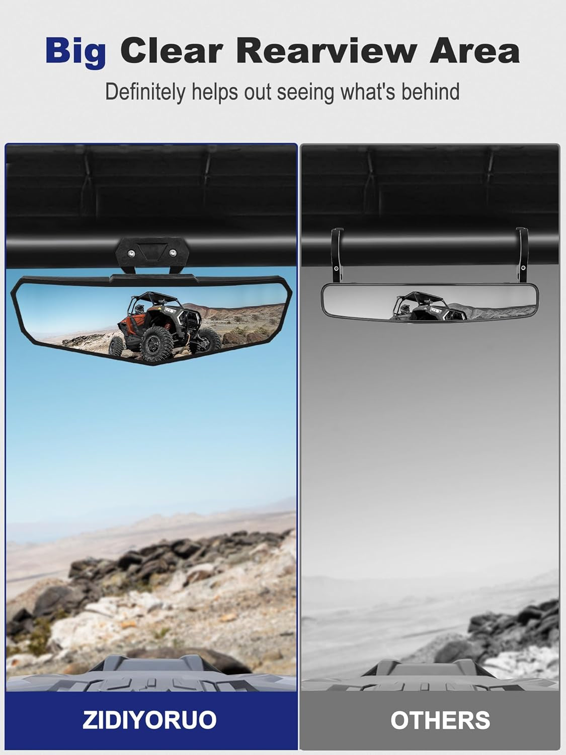 UTV Rear View Mirror Compatible with Polaris RZR PRO XP /4, Turbo R /4 2026 2025 2024 2023 2022 2021 2020, RZR XP 1000 2026 2025 2024 Accessories, Adjustable Convex RZR Rearview Mirror