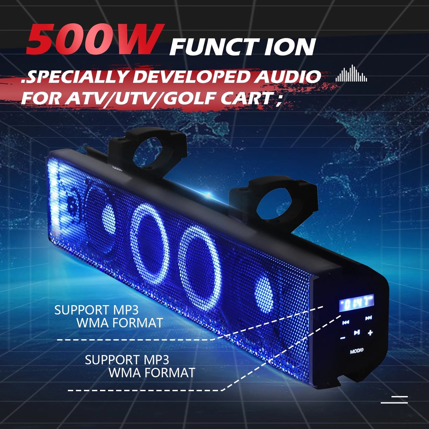 UTV Sound Bar,25 Inch ATV Soundbar Music Sync Sxs Sound Bar for Golf Cart Atv Car