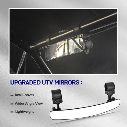 16.5" Ultra View UTV Rearview Mirrors with 1.75-2.0" Clamps Compatible with Polaris RZR 800 900 1000 Turbo, Can Am Maverick, Honda Pioneer Talon, Kawasaki SXS UTV Race Mirror & 1 PCS Belt Bypass