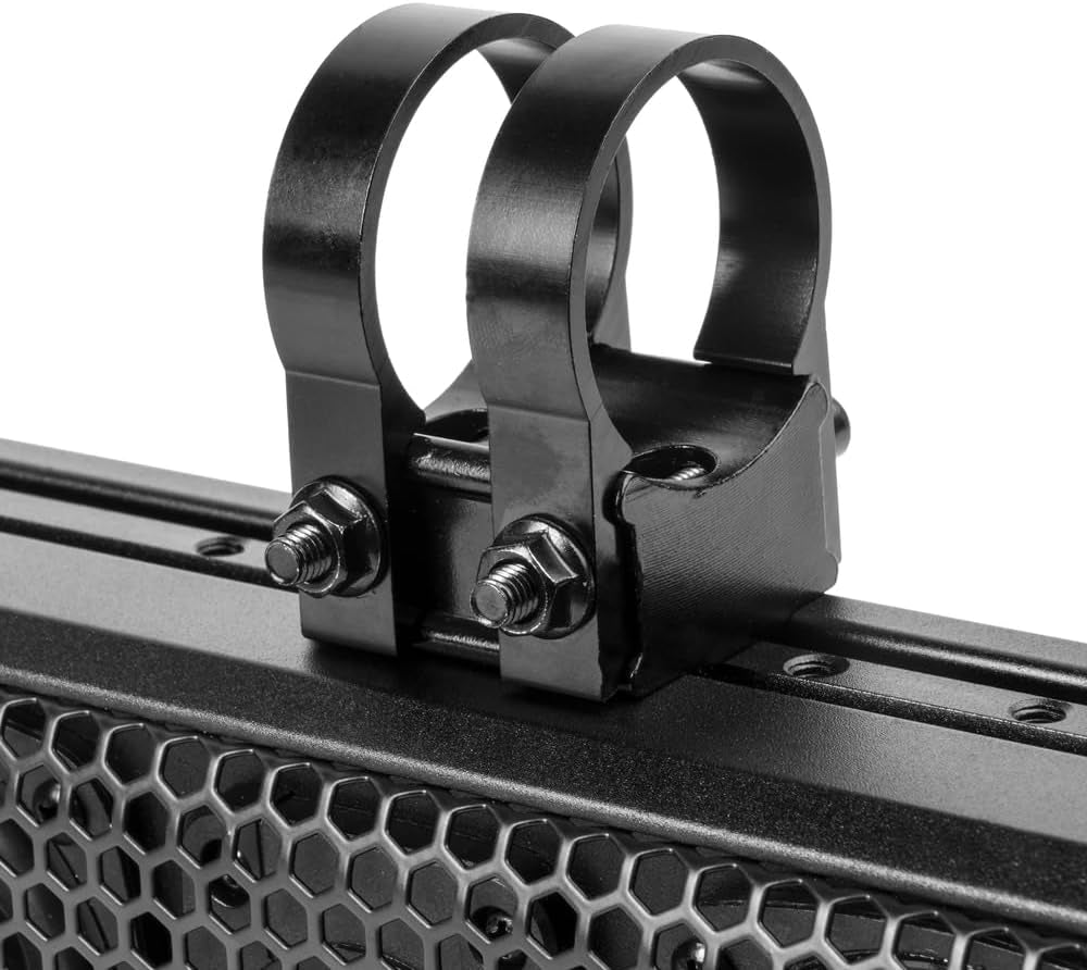 Basb27V2 27" 500W Amplified Weatherproof Bluetooth Soundbar for Utv/Atv/Sxs/Golf Cart, 8-Speakers, RGB LED Lights, Remote Control, Preset Equalizer, Fits 1.5" - 2" Roll Bars