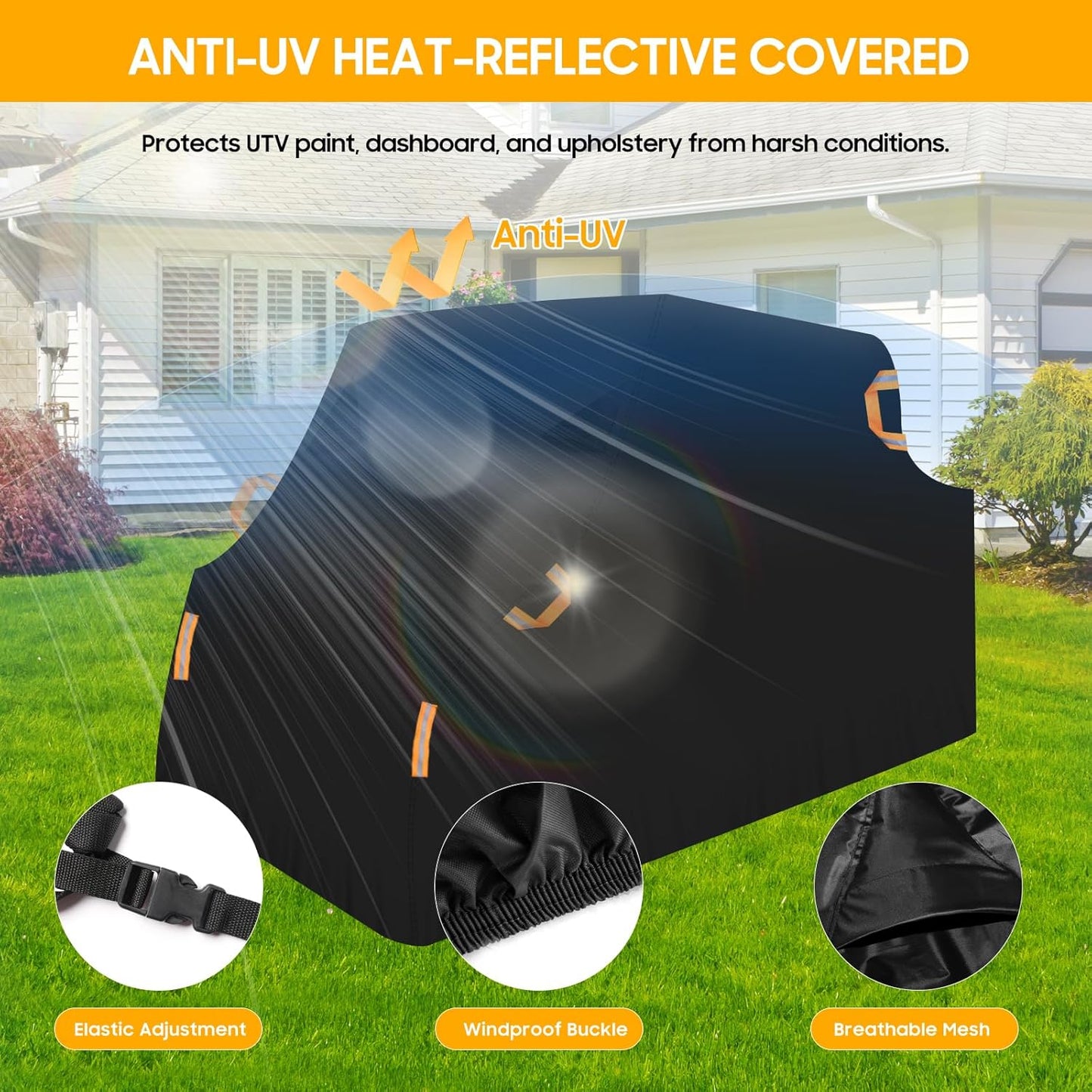 4-6 Seaters UTV Covers Waterproof Outdoor,Heavy Duty Fadeless Oxford Cloth,Windproof All Weather Side by Side Covers Accessories for Polaris RZR Can-Am Yamaha Honda,157Lx59Wx71H Inches