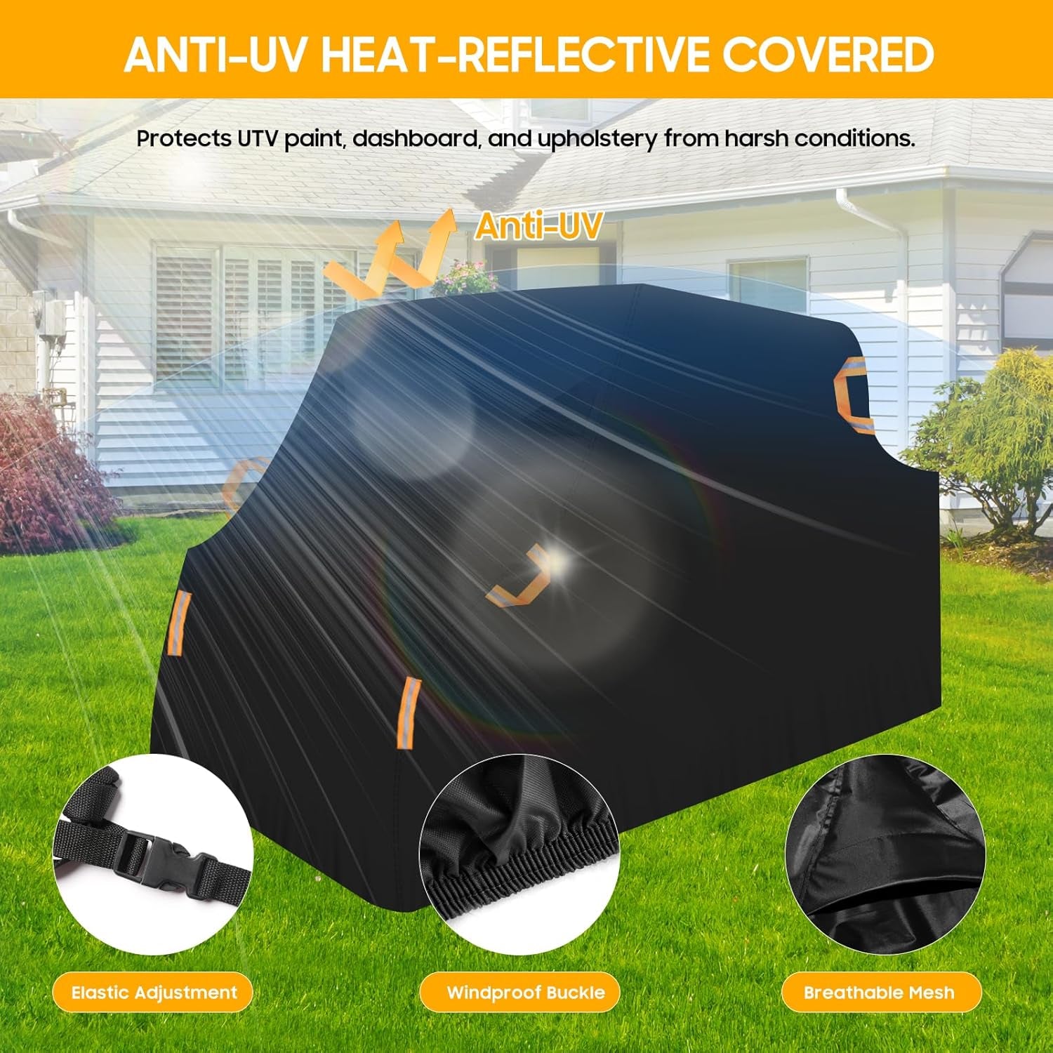 4-6 Seaters UTV Covers Waterproof Outdoor,Heavy Duty Fadeless Oxford Cloth,Windproof All Weather Side by Side Covers Accessories for Polaris RZR Can-Am Yamaha Honda,157Lx59Wx71H Inches