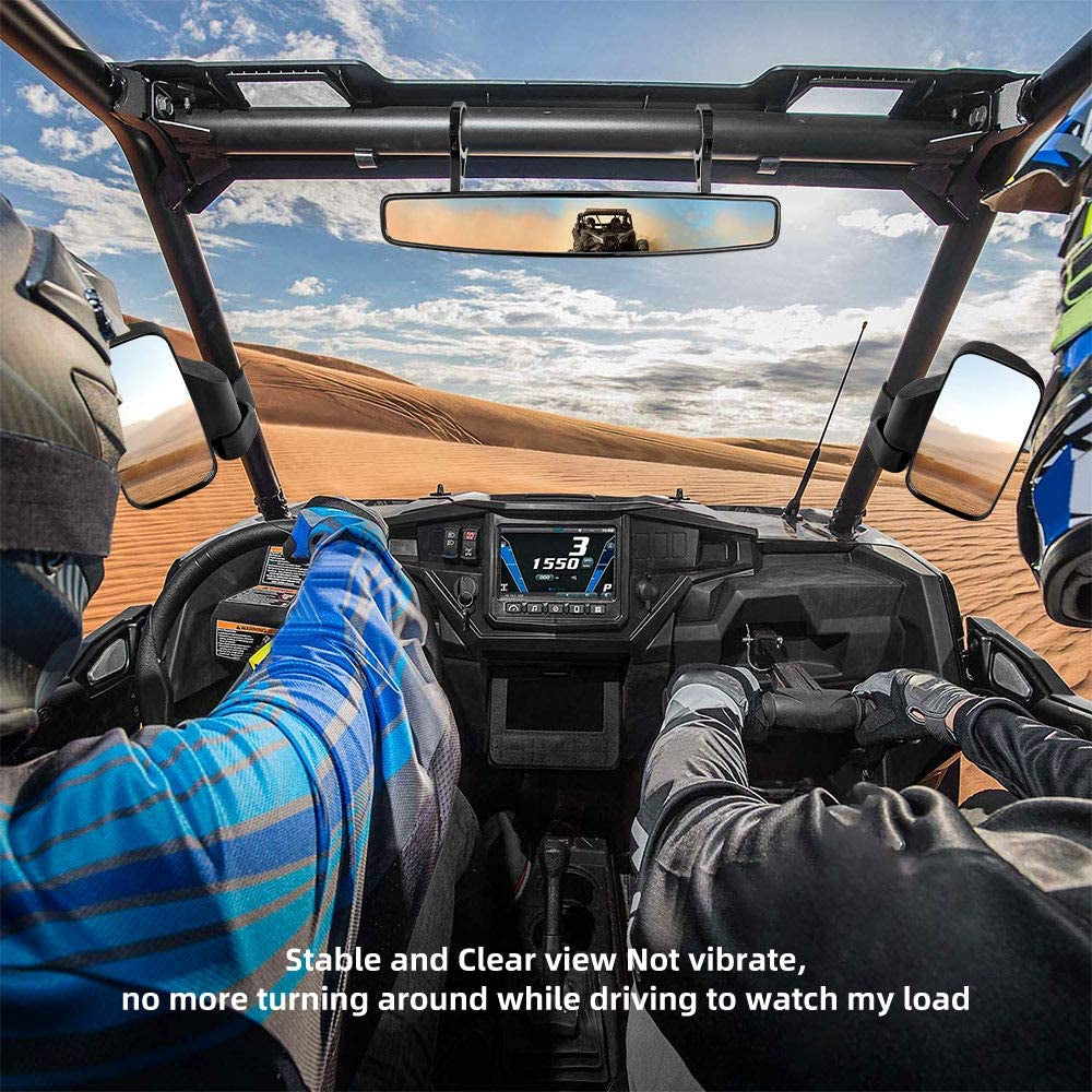 UTV Side Mirrors with 1.75" -2" Roll Bar Cage, UTV Mirrors 360 Degree Adjustable RZR Mirror Compatible with Polaris RZR Kawasaki Teryx Mule Pioneer Yamaha Rhino YXZ