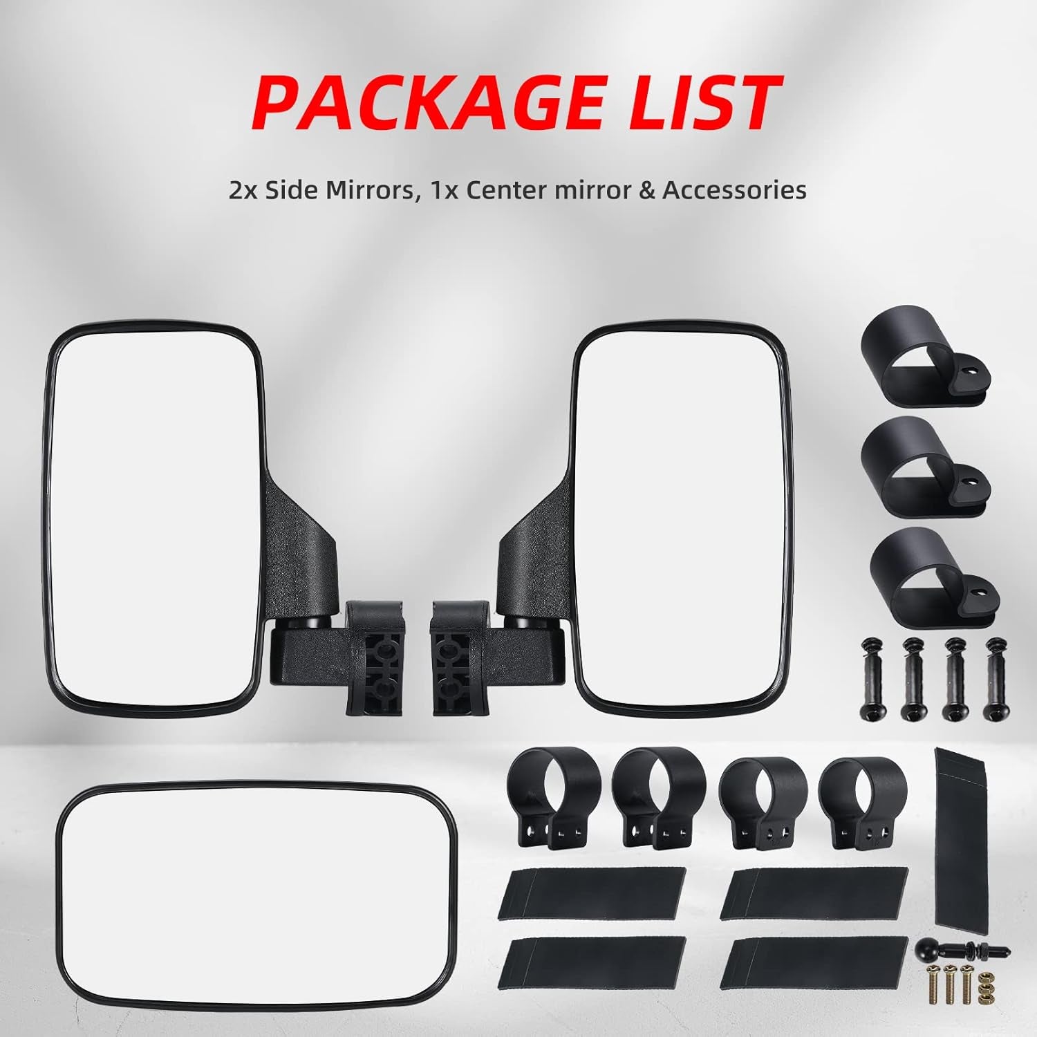 UTV Side Mirrors and UTV Center Mirror for 1.6" to 2" Roll Bar, Adjustable Break Away Compatible with Polaris RZR 900 1000 Can Am Mule Rhino Yamaha YXZ CFMOTO Zforce
