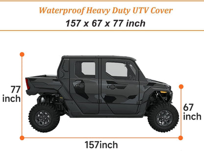 UTV Covers Heavy Duty, 300D UTV Cover 4-6 Seater All-Weather Protection, Side by Side Cover Waterproof Outdoor Storage Windproof Compatible with Polaris Ranger Can Am Yamaha 157"X 67"X 77"