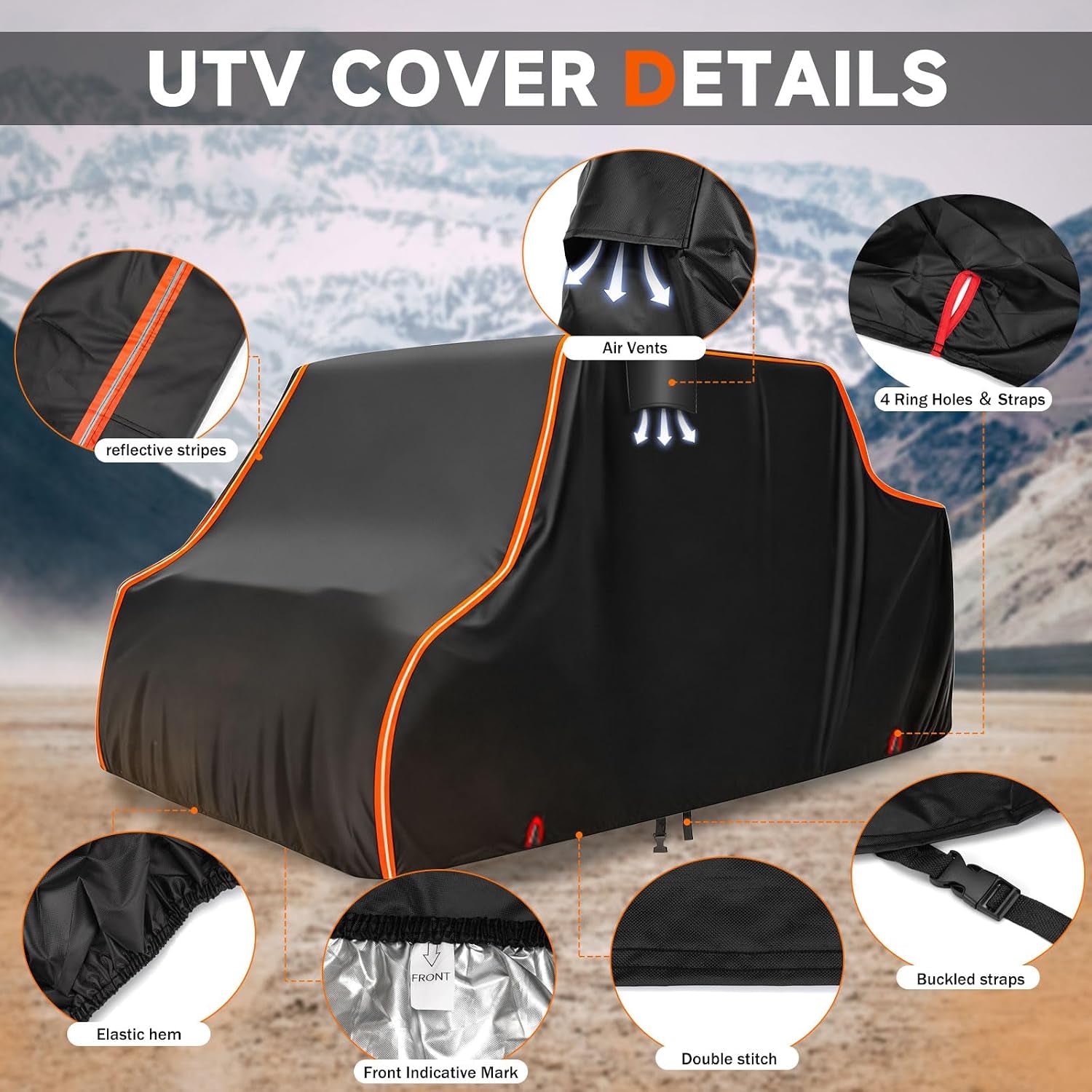 UTV Cover 4 Seater 420D Four Wheeler Side by Side 4-6 Covers M 157"*65"*77" | for Polaris Ranger 1000 XP 900 800 570 RZR General Talon Can Am Maverick X3 Teryx Uforce Off-Road Cover Waterproof Heavy Duty