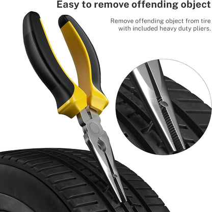 Flat Tire Repair Kit with Plug 68 Pcs for Car, Motorcycle, ATV, Jeep, Truck, Tractor Flat Tire Repair (2-Pack) (Set of 2-68Pcs)