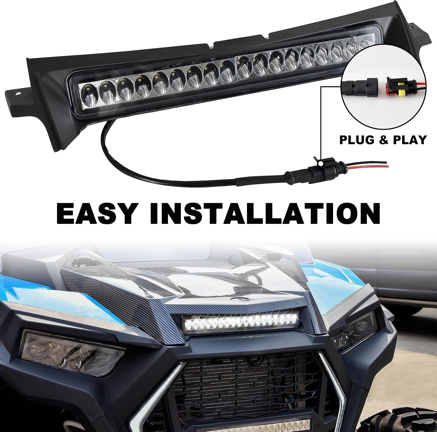 LED Hood Scoop Light for Polaris RZR XP 1000/XP Turbo/Turbo S 2019-2023, Front LED Auxiliary Light Hood Accent Lamp DRL Accessories