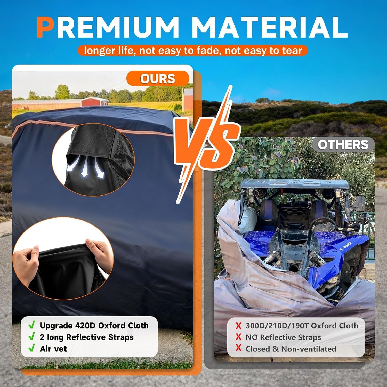 UTV Cover 4 Seater 420D Four Wheeler Side by Side 4-6 Covers M 157"*65"*77" | for Polaris Ranger 1000 XP 900 800 570 RZR General Talon Can Am Maverick X3 Teryx Uforce Off-Road Cover Waterproof Heavy Duty