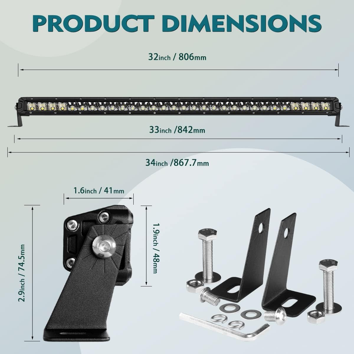 32" Ultra Bright 30000LM LED Light Bar - Single Row Flood & Spot Beam Combo for Off-Road Adventures - Perfect for Pickup, SUV, ATV, UTV, Truck Roof & Bumper