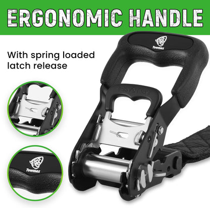 Heavy Duty Ratchet Straps (4 Pack) - Motorcycle Straps Tie Downs 5,208Lb Break Strength - 1.5 in X 15Ft Ratchet Tie down Straps,15" Soft Loop Tie down Straps for Truck, Cargos