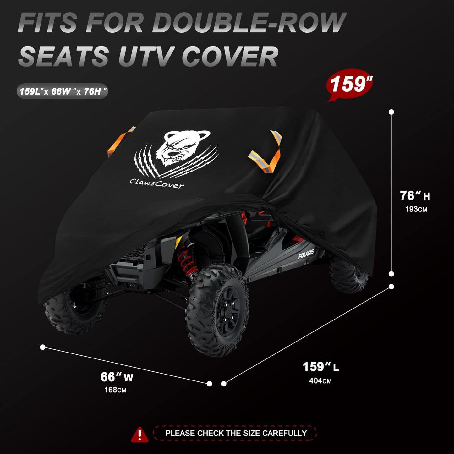 UTV Cover 4 Seater Waterproof Outdoor,Side by Side ATV Covers,Durable Anti-Uv and All Weather Protection, Compatible with Polaris Ranger RZR General Can-Am Defender Yamaha Kawasaki,159" Lx66 Wx76 H