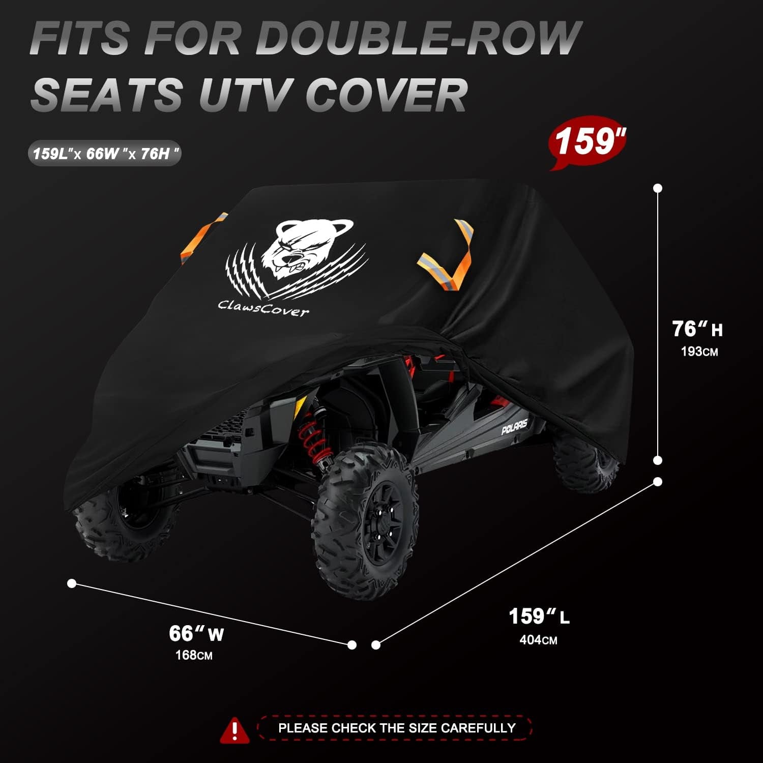 UTV Cover 4 Seater Waterproof Outdoor,Side by Side ATV Covers,Durable Anti-Uv and All Weather Protection, Compatible with Polaris Ranger RZR General Can-Am Defender Yamaha Kawasaki,159" Lx66 Wx76 H