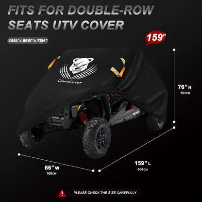 UTV Cover 4 Seater Waterproof Outdoor,Side by Side ATV Covers,Durable Anti-Uv and All Weather Protection, Compatible with Polaris Ranger RZR General Can-Am Defender Yamaha Kawasaki,159" Lx66 Wx76 H
