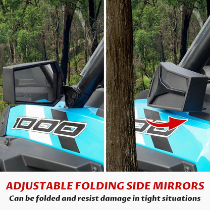 Adjustable Rearview Side Mirrors for Polaris RZR XP 1000 14-23, Folding Clear Rear View Side Mirrors for Polaris RZR XP XP4 1000 Turbo S 1000 900 2014-2023 Accessories(2Pcs, Replace #2881198)