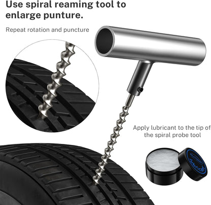Flat Tire Repair Kit with Plug 68 Pcs for Car, Motorcycle, ATV, Jeep, Truck, Tractor Flat Tire Repair (2-Pack) (Set of 2-68Pcs)